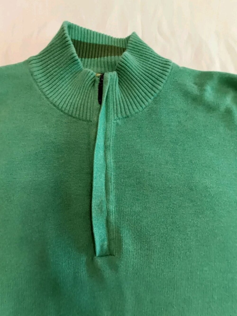 Alex Cannon Sweater Quarter Zip Men Size XL Lemon Green 100% Cotton - Picture 3 of 14